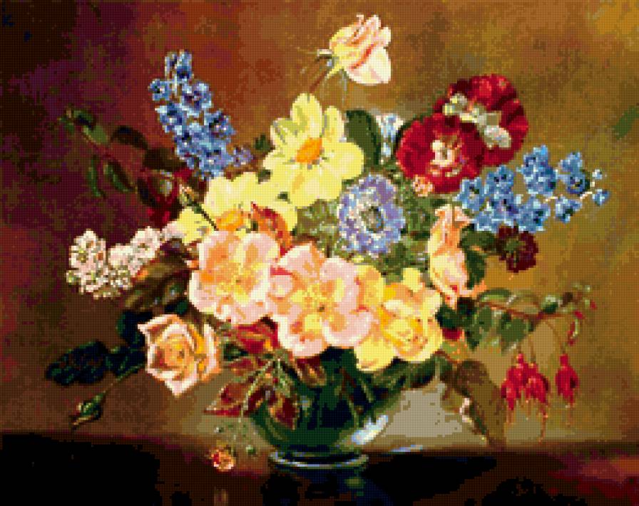 ваза с цветами - натюрморт, букет, цветы, ваза - предпросмотр