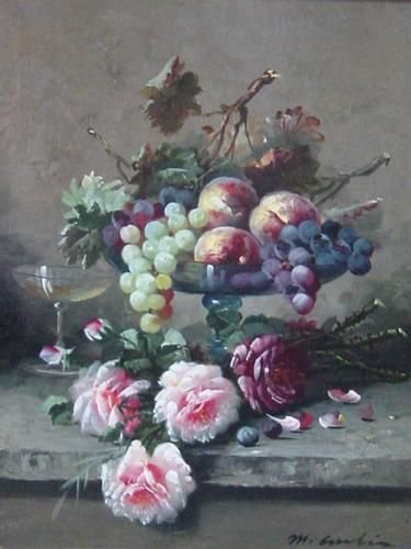 №428199 - фрукты, букет, натюрморт, цветы, живопись - оригинал