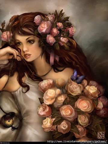 Девушка и розы - девушка, портрет, розы - оригинал
