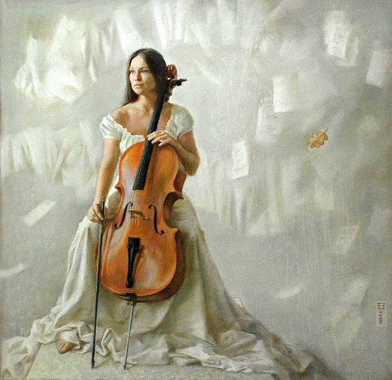 МЕЧТА - девушка в белом, музыкант, музыка, вдохновение, виолончель - оригинал