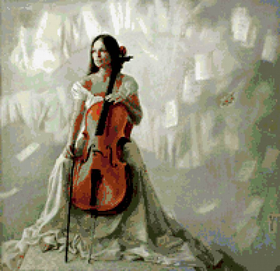МЕЧТА - музыка, музыкант, девушка в белом, вдохновение, виолончель - предпросмотр