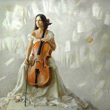 Оригинал схемы вышивки «девушка и виолончель» (№429012)