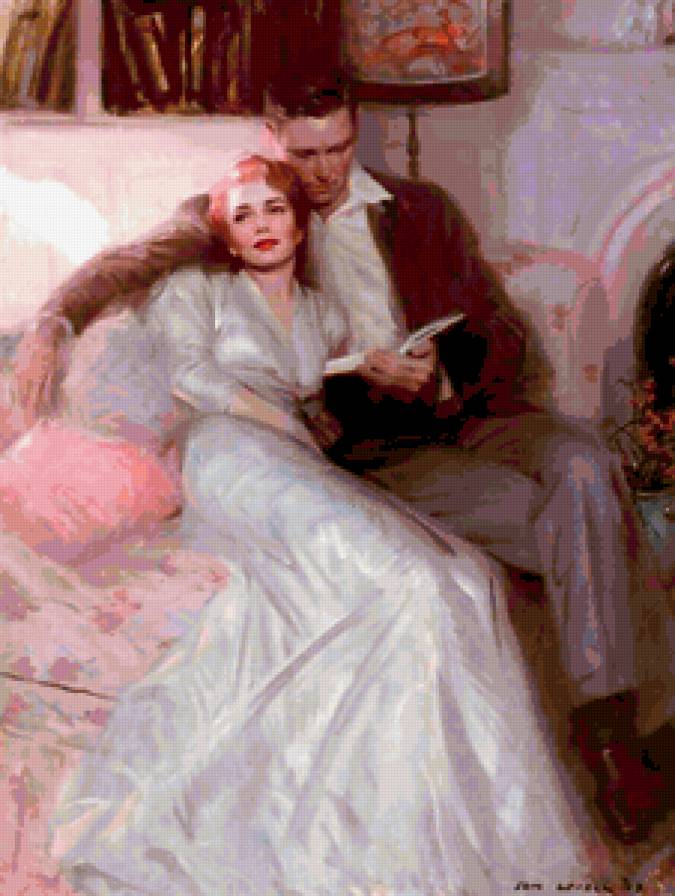 Пара за книгой - романтика, мужчина, женщина, любовь, пара - предпросмотр