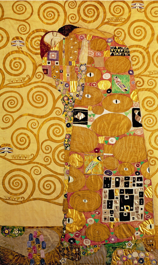 Климт Фрагмент картины - двое, художники, климт, люди, объятия - оригинал