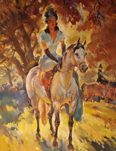 прогулка на лошади(Виктор Быстрыкин) - прогулка, девушка на коне, животные, живопись, люди - оригинал