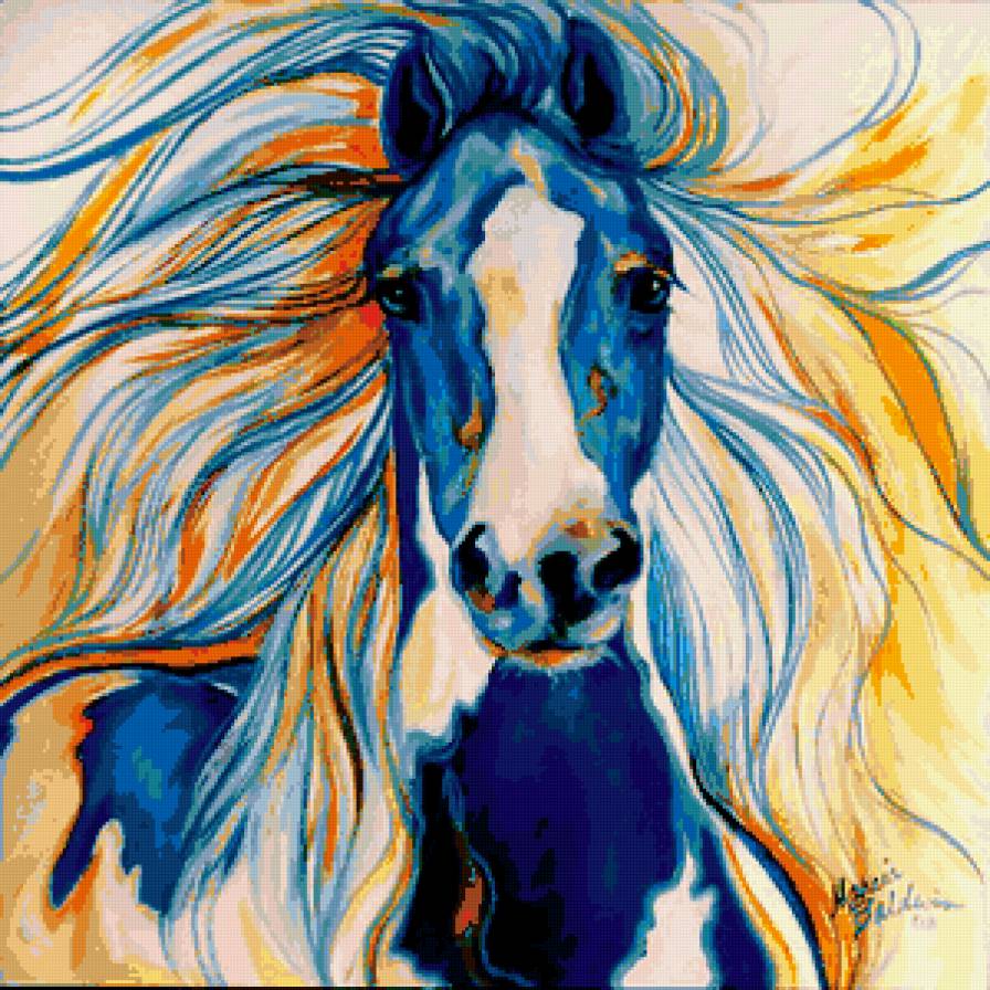 Синяя лошадь - конь, год, гороскоп, животные, лошадь - предпросмотр