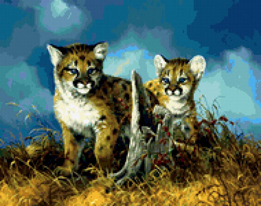 0143 - животные, лето, картина, кошки, леопард, природа, красота - предпросмотр