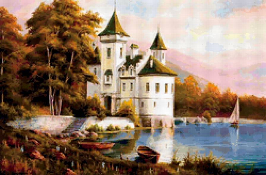 замок у воды - природа, озеро, замок, пейзаж, дом - предпросмотр
