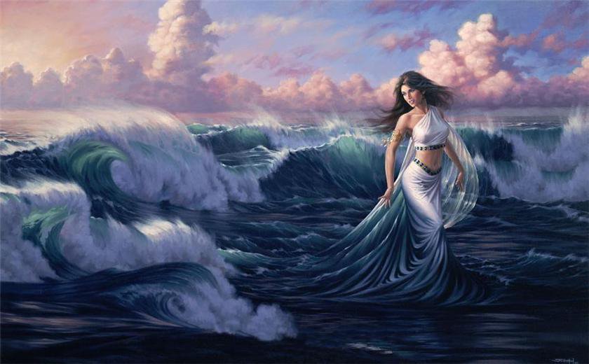 Бегущая по волнам - девушка, море, шторм - оригинал