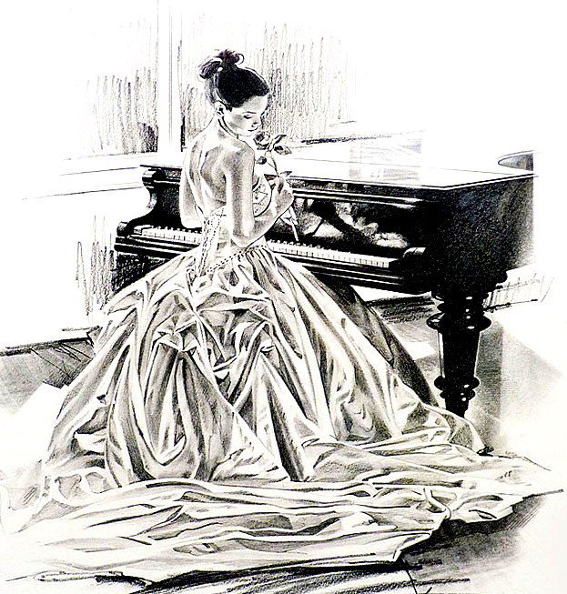 За роялем - девушка, музыка - оригинал