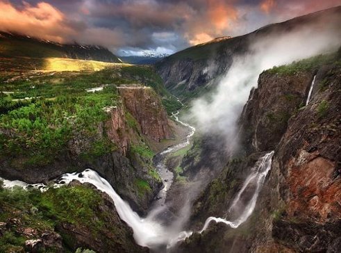 Водопад Вёрингфоссен - природа, водопад, норвегия - оригинал