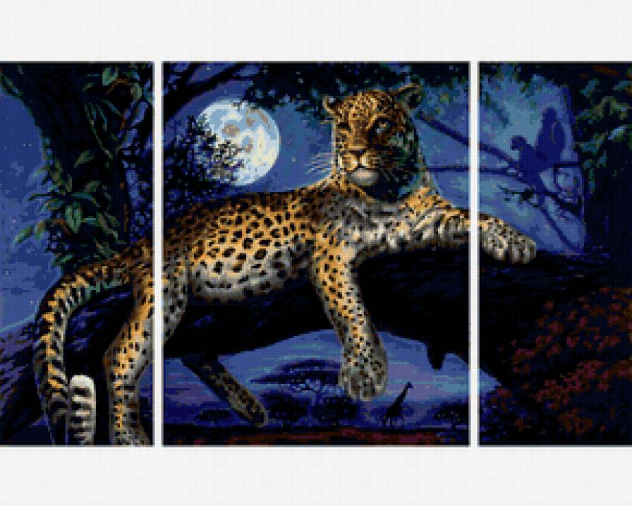 Триптих: леопард. - картина., животные - предпросмотр