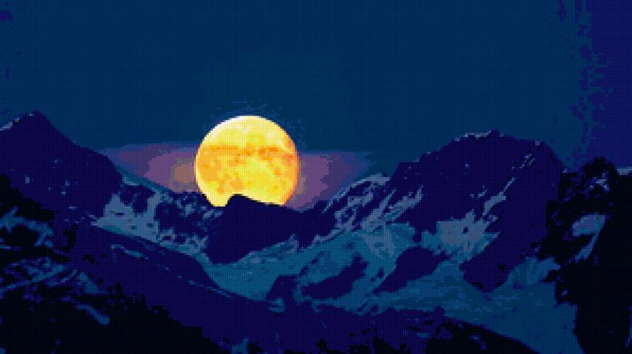 луна - горы, луна, ночь, природа - предпросмотр