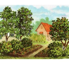 Оригинал схемы вышивки «домик в саду» (№433886)