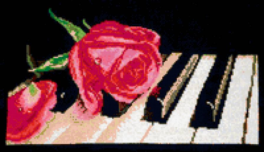 Розы на пианино - предпросмотр