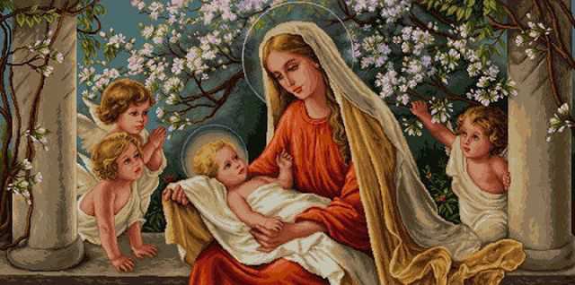 Дева с младенцем - ангел, малыш, мария, святая, икона - оригинал