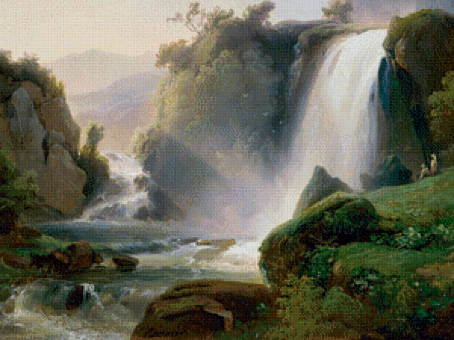 водопад и скалы - пейзаж, водопад, природа - предпросмотр