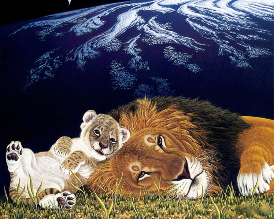 львы - с мамой, животные, семья, львы, природа - оригинал