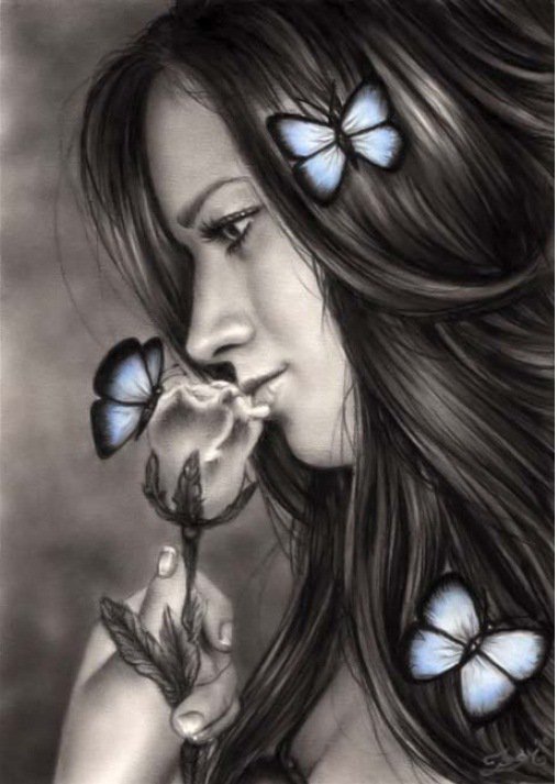 Девушка с бабочкой - романтика, бабочка, девушка - оригинал