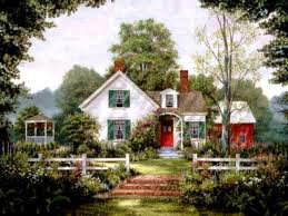 красивый домик - живопись, пейзаж, домик, природа - оригинал