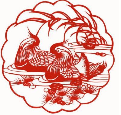 Утки мандаринки - монохром, азия, утки, восток - оригинал