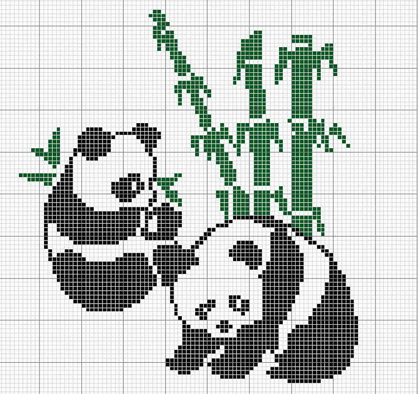 Панда,бамбук - панда, монохром, азия, бамбук, восток - оригинал