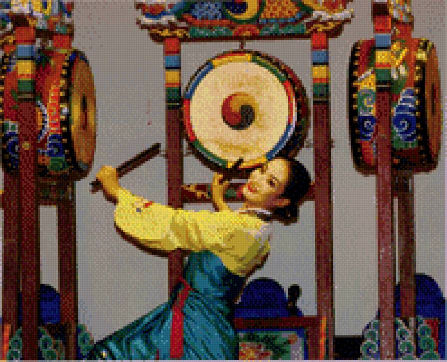 Корейская девушка с барабанами - азия, восток, девушка - предпросмотр