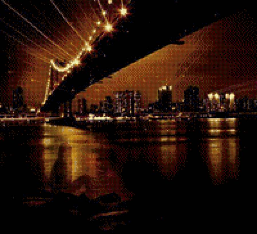 ночной город - мост, темнота, город - предпросмотр