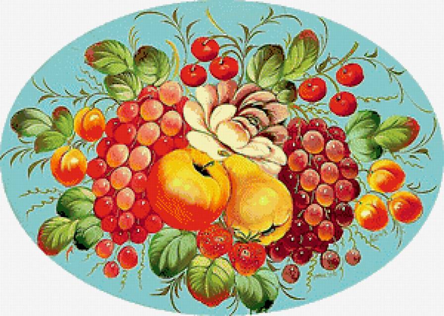 Фрукты и ягоды - жостово, роспись - предпросмотр