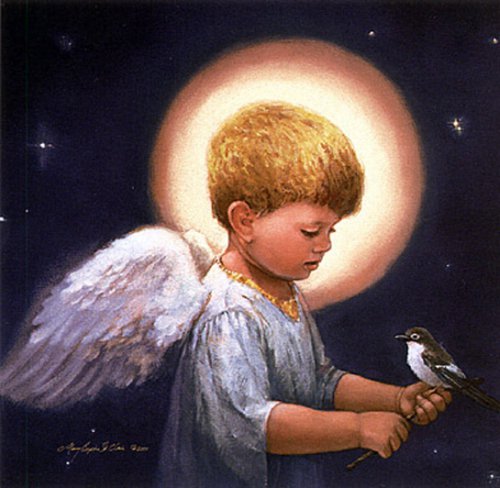 Серия "Ангелы" - ангелы, мальчик, дети, птицы - оригинал
