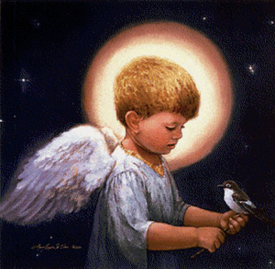 Серия "Ангелы" - ангелы, дети, мальчик, птицы - предпросмотр