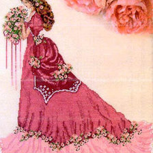 Схема вышивки «девушка в розовом»