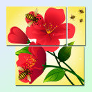 Триптих"Цветок" - цветы, пчелки - оригинал