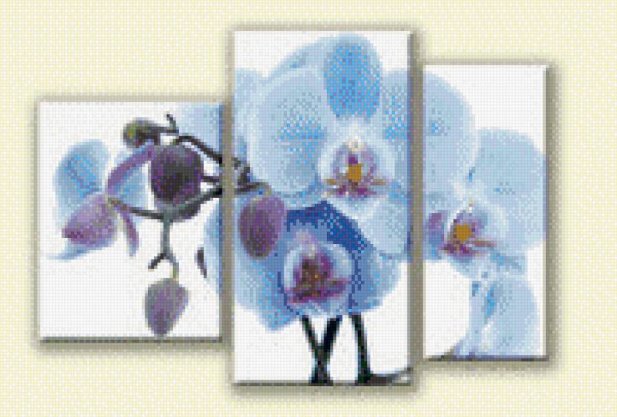 Триптих"Орхидея" - восток, цветы, азия - предпросмотр