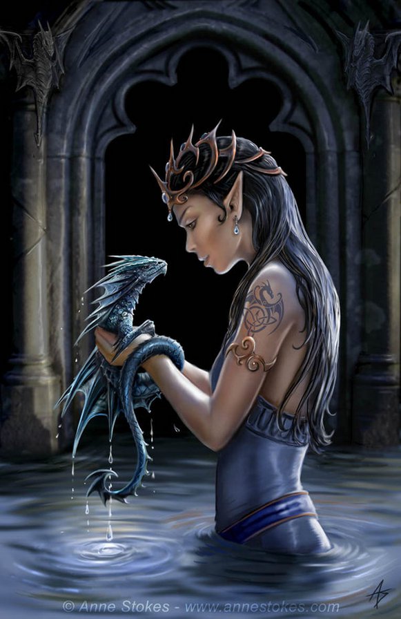 Девушка с драконом - фентези, девушки - оригинал