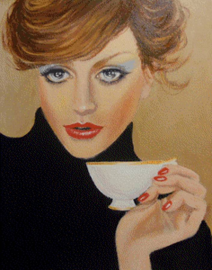 серия "женщины" - женщина.кофе.чай.чашка - предпросмотр