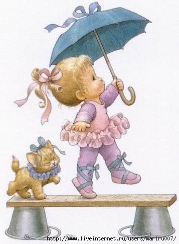 дождик - дети, кот, зонтик, прогулка - оригинал