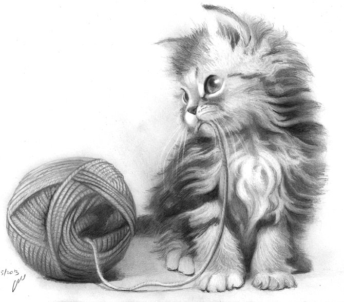 Игривый котёнок - котята, кошки, малыши, кошка, детки, клубок, котенок, животные - оригинал