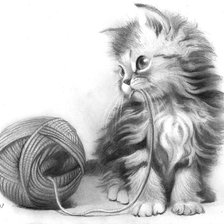 Оригинал схемы вышивки «Игривый котёнок» (№444424)