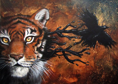 Tiger And The Crow - тигр, ворона - оригинал