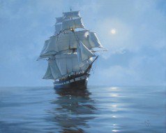 Фрегат - корабль, море, пейзаж - оригинал