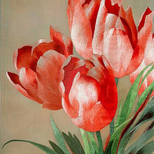 Оригинал схемы вышивки «Красные тюльпаны» (№446109)
