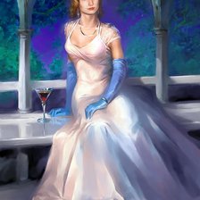 Оригинал схемы вышивки «дама с вином» (№446507)