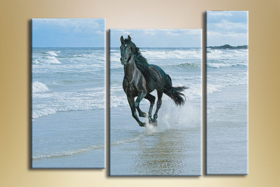 триптих конь - волны, конь, море - оригинал