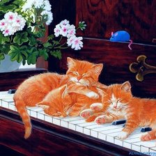 Оригинал схемы вышивки «котята-пианисты» (№446950)