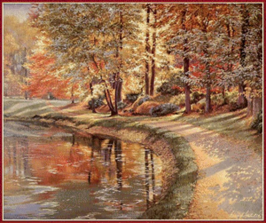 осенний пейзаж - осень, природа, река, деревья, вода - предпросмотр