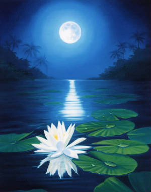 лотос - просто красиво, луна, вода, вечер, природа, лотос - оригинал