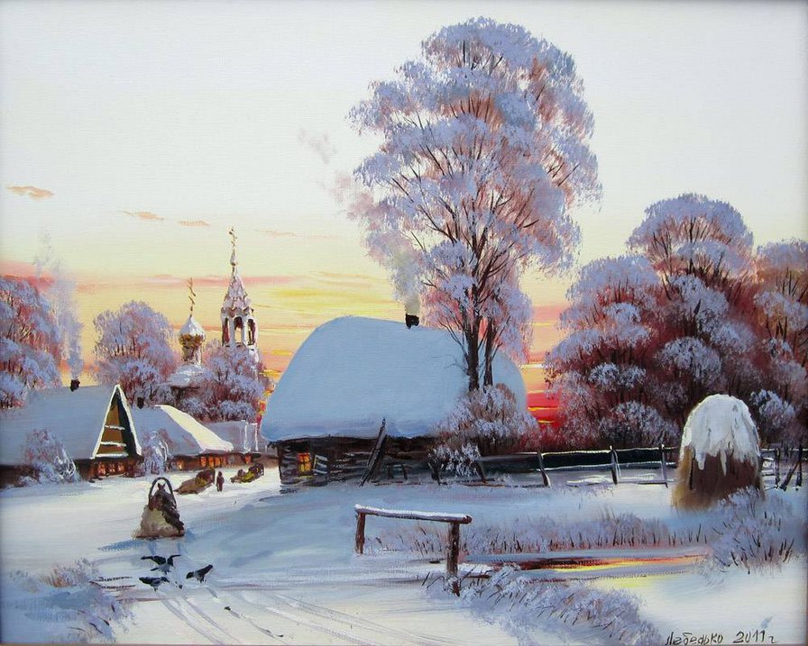 картина - зима, пейзаж, природа - оригинал