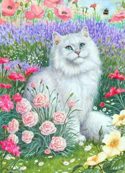 домашние любимцы - цветы, кошка - оригинал