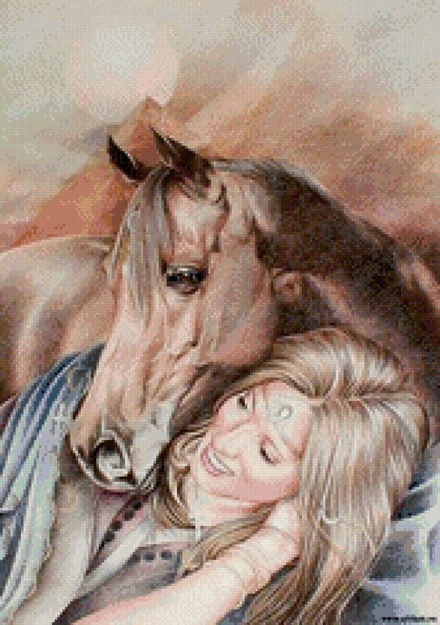 Девушка с лошадью - фэнтези, девушка, лошади - предпросмотр